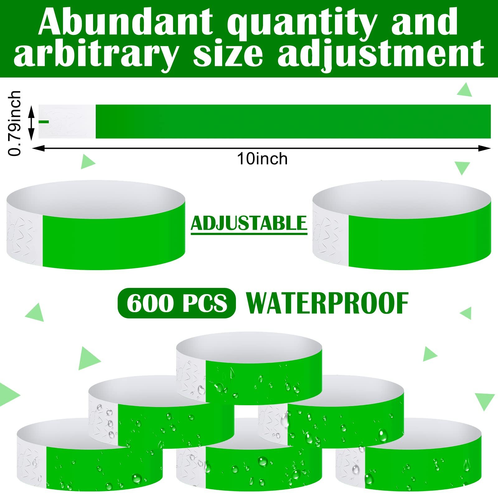 600 Packs Paper Wristbands for Events Neon Colored Waterproof Paper Arm Bands