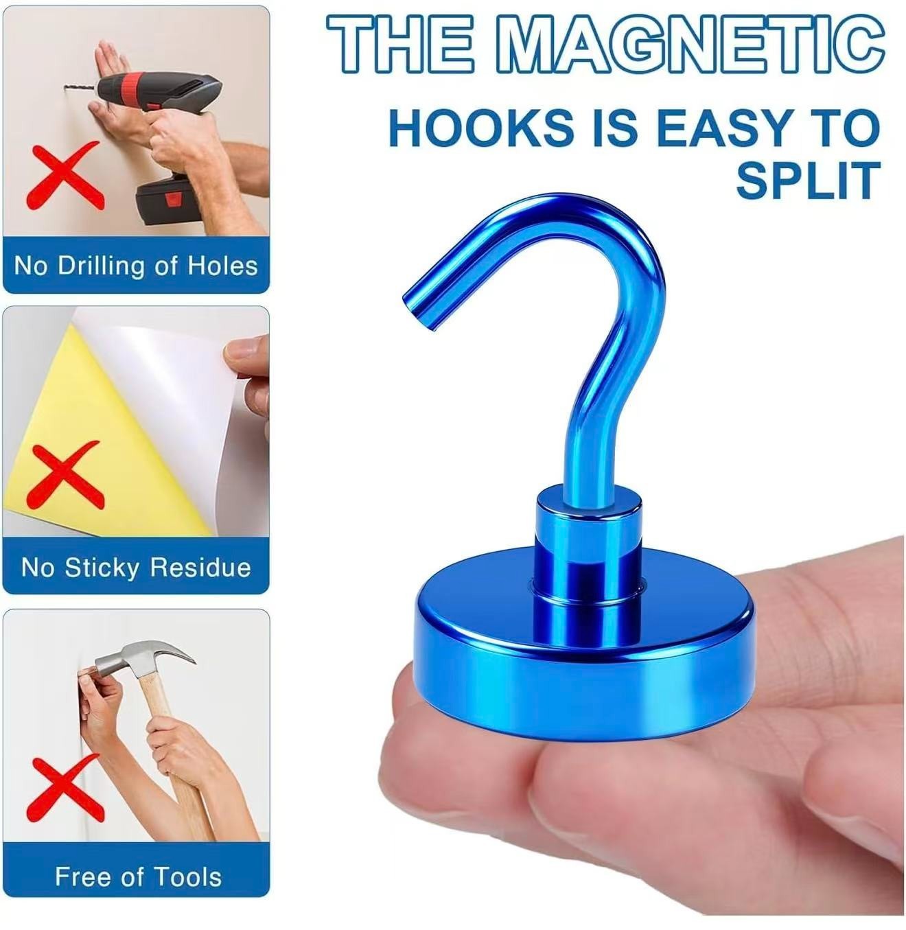 6 Pack 85LB Magnetic Hooks, Strong Cabin Ship Essentials Hook Heavy Duty Refrige