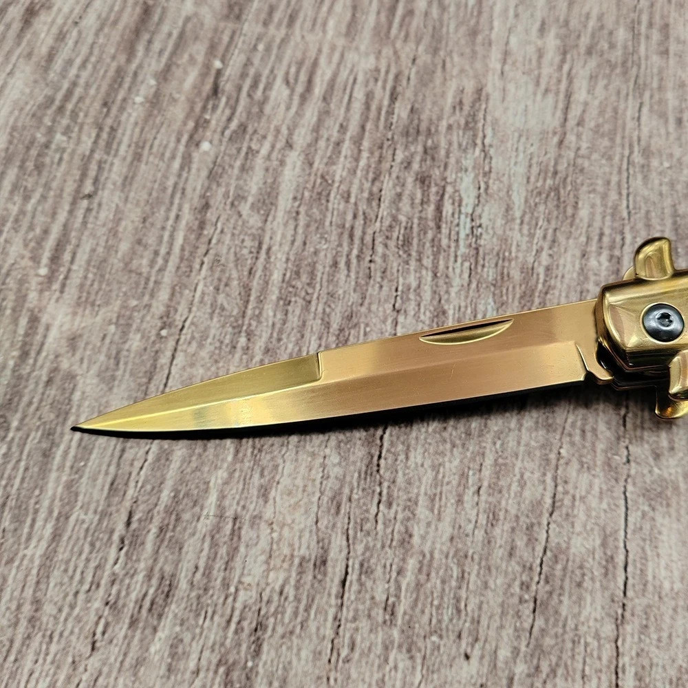 Classic Italian Milano Spring Assist Open Folding Stiletto Pocket Knife Blade