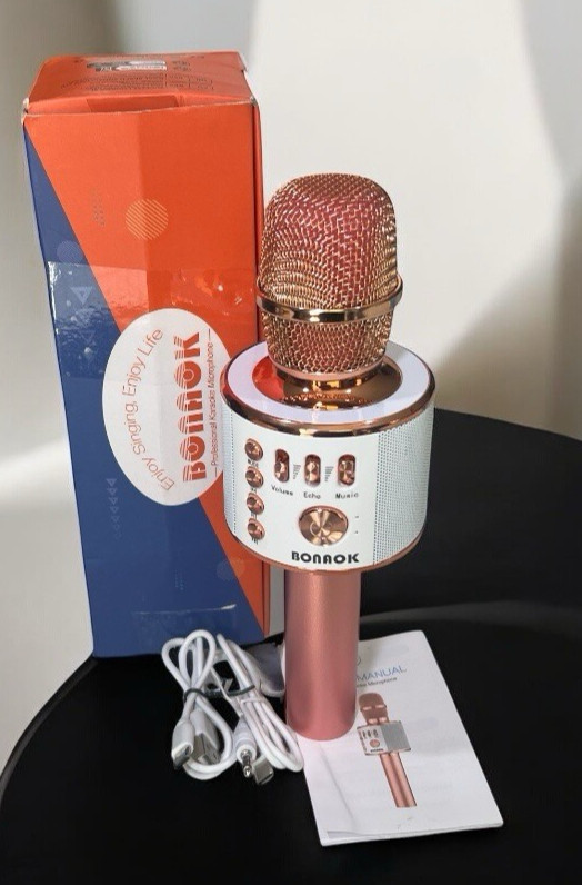 BONAOK Wireless Bluetooth Karaoke Microphone 3-in-1 Portable Handheld Speaker Mi