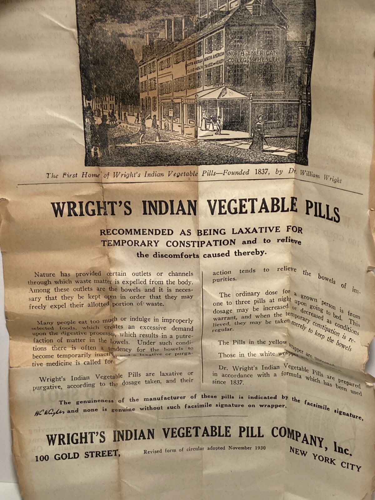 c1930 Wright's Indian Vegetable Pills, New York, N.Y., full Medical Tin