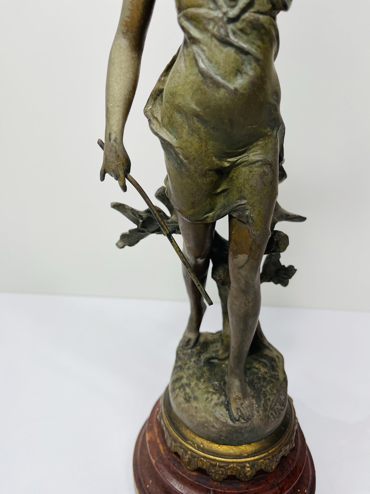 Vintage Par Ferrand Bronzed Spelter Musical dancing Lady Fee Joyeuse