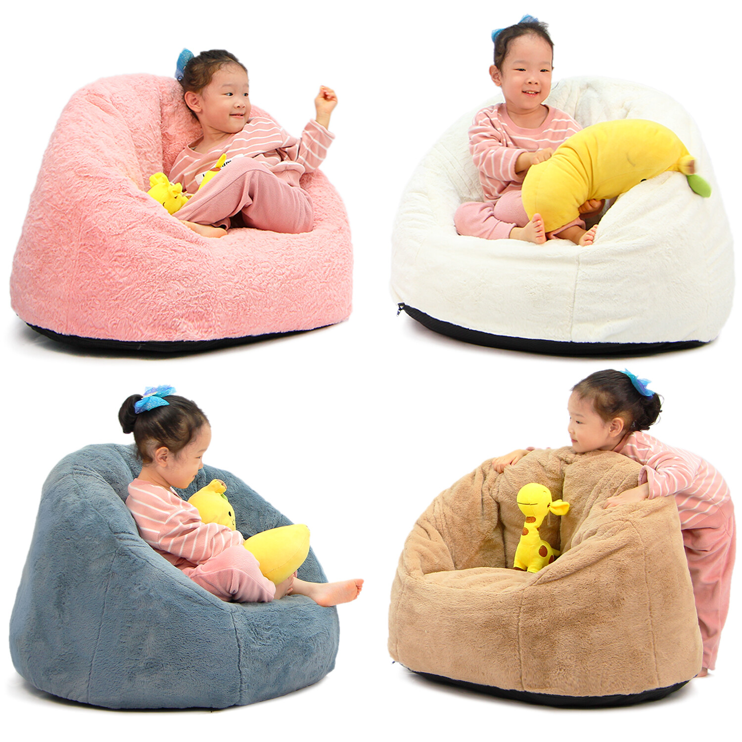 N&V Kids Bean Bag Chair, Girls & Boys Bean Bag Sofa Foam Filler, Kids Sofa Chair