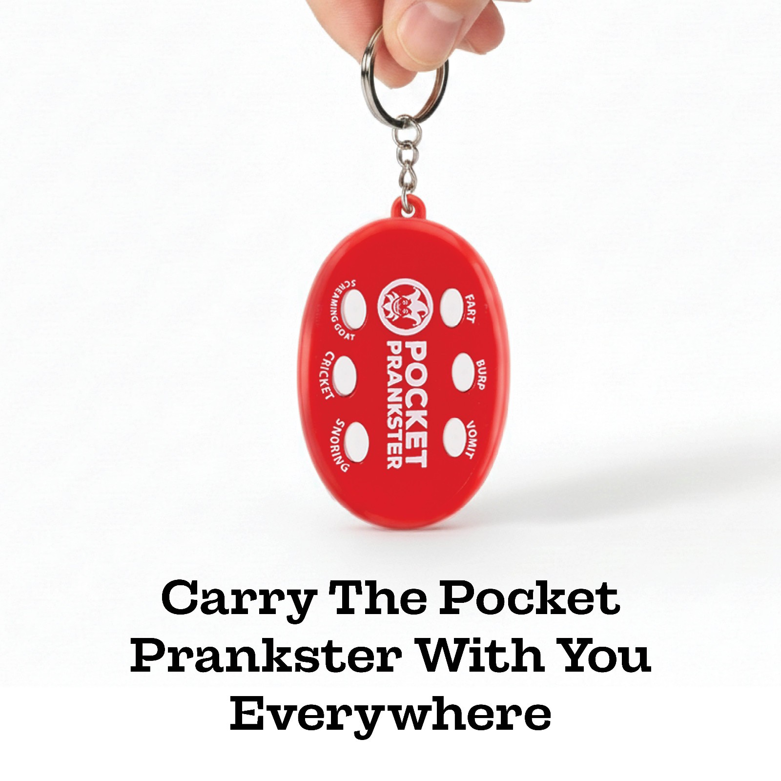 Pocket Prankster Sound Keychain with Fart, Burp, Vomit, Screaming Goat, Cricket,