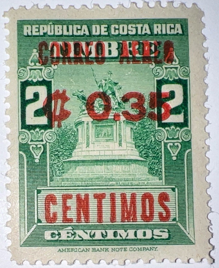 TRAVELSTAMPS: 1962 COSTA RICA STAMPS SC# C341 SURCHARGED AIR MAIL , MOGNH