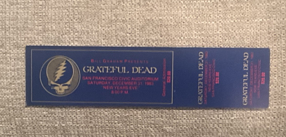 Grateful Dead Ticket 1983/84 New Years SF Civic 12/31/83 12/31/1983 FULL TICKET!