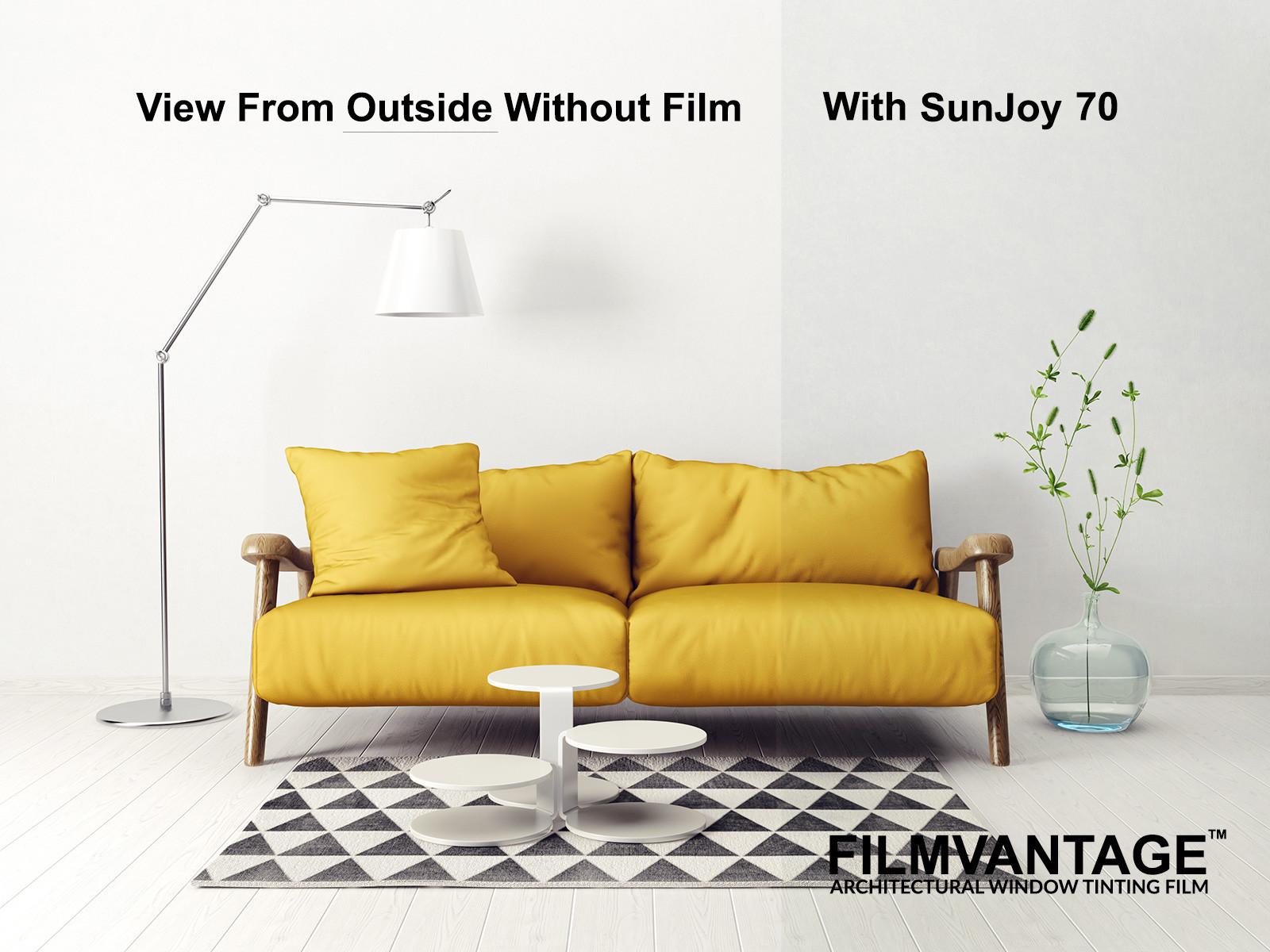 SunJoy 70 Virtually Clear Home Commercial Window Tint Film Solar UV Heat Control