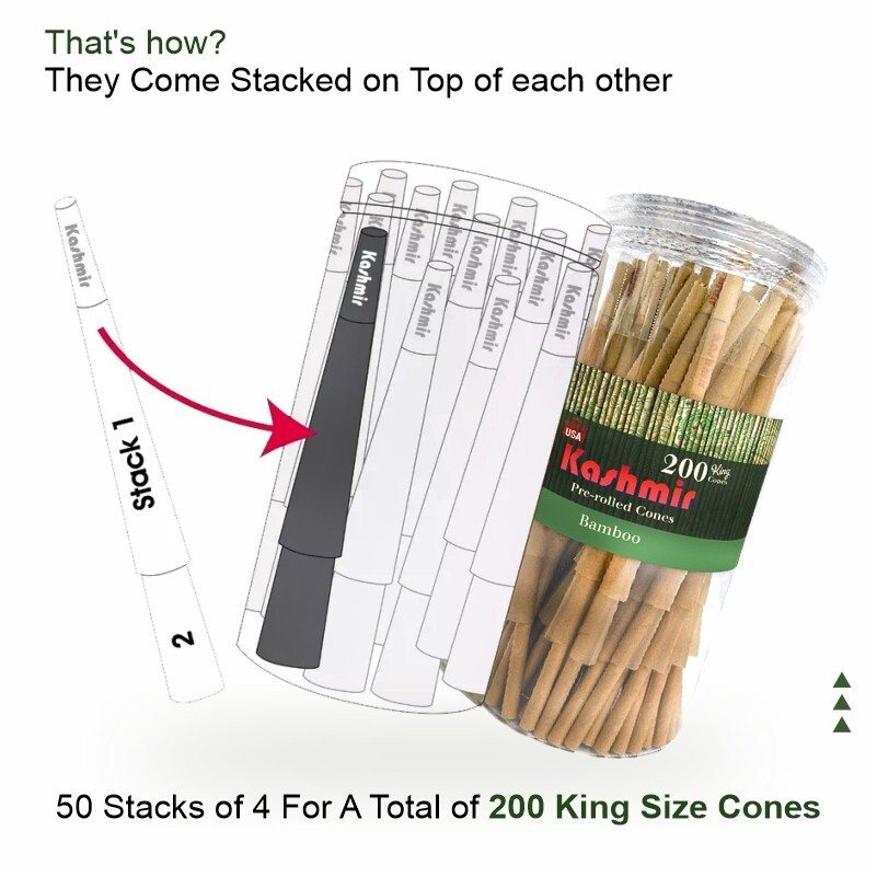 Pre Rolled Cones King Bamboo Rolling Papers Cone Slow Burning 200 Ct by Kashmir