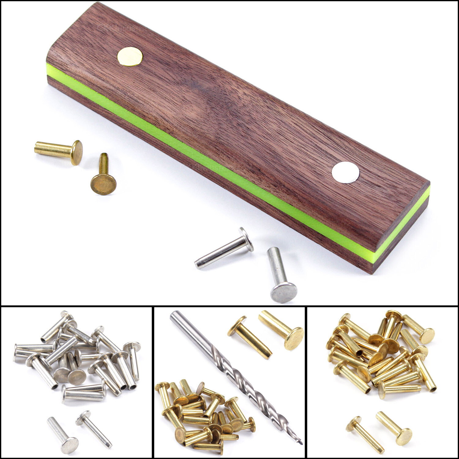 Cutlery Rivets (10 Pack) with Matching Step Drills for DIY Knife Handles