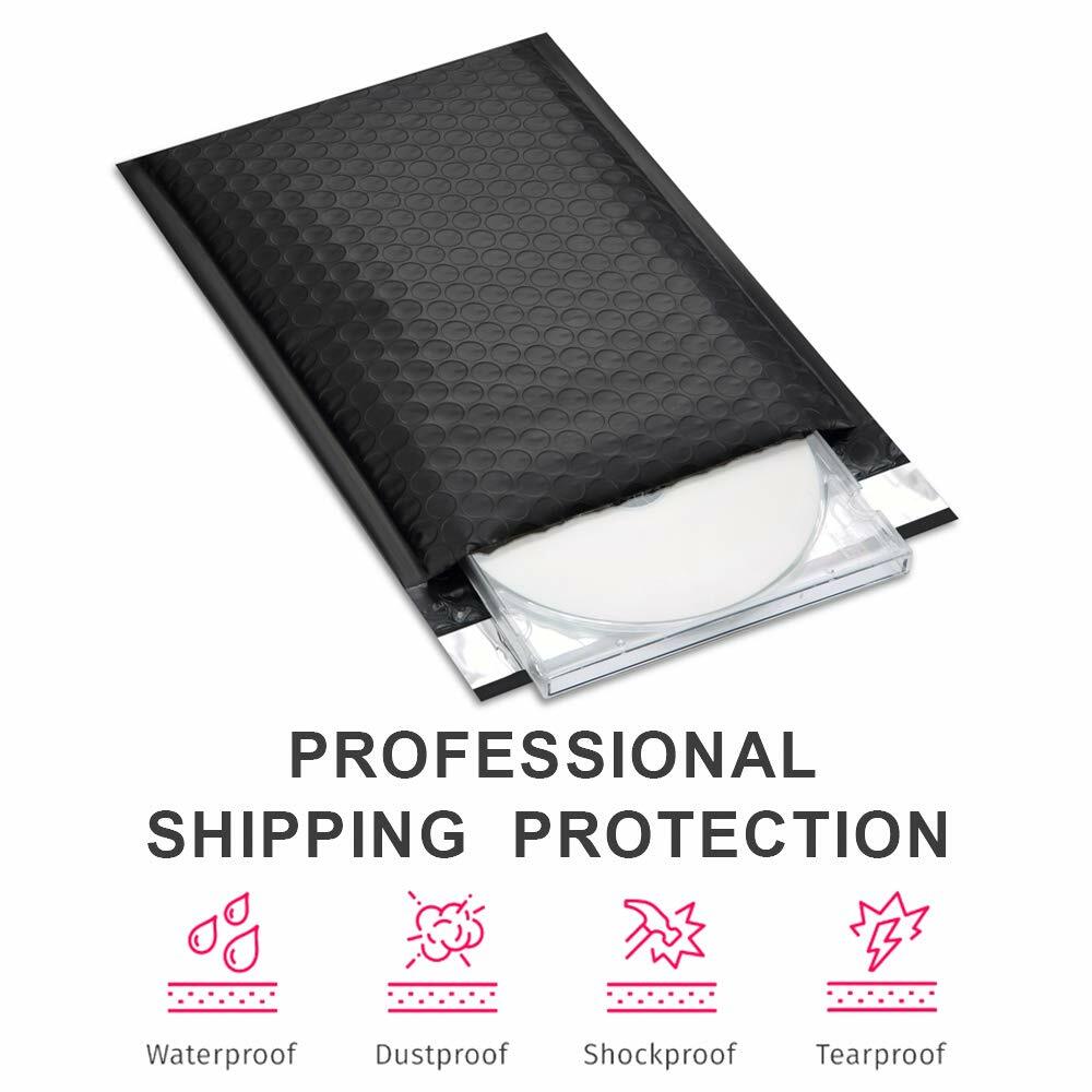 1000 #0 Extra Wide 6.5x10 CD DVD Black Poly Bubble Shipping Mailers Envelopes
