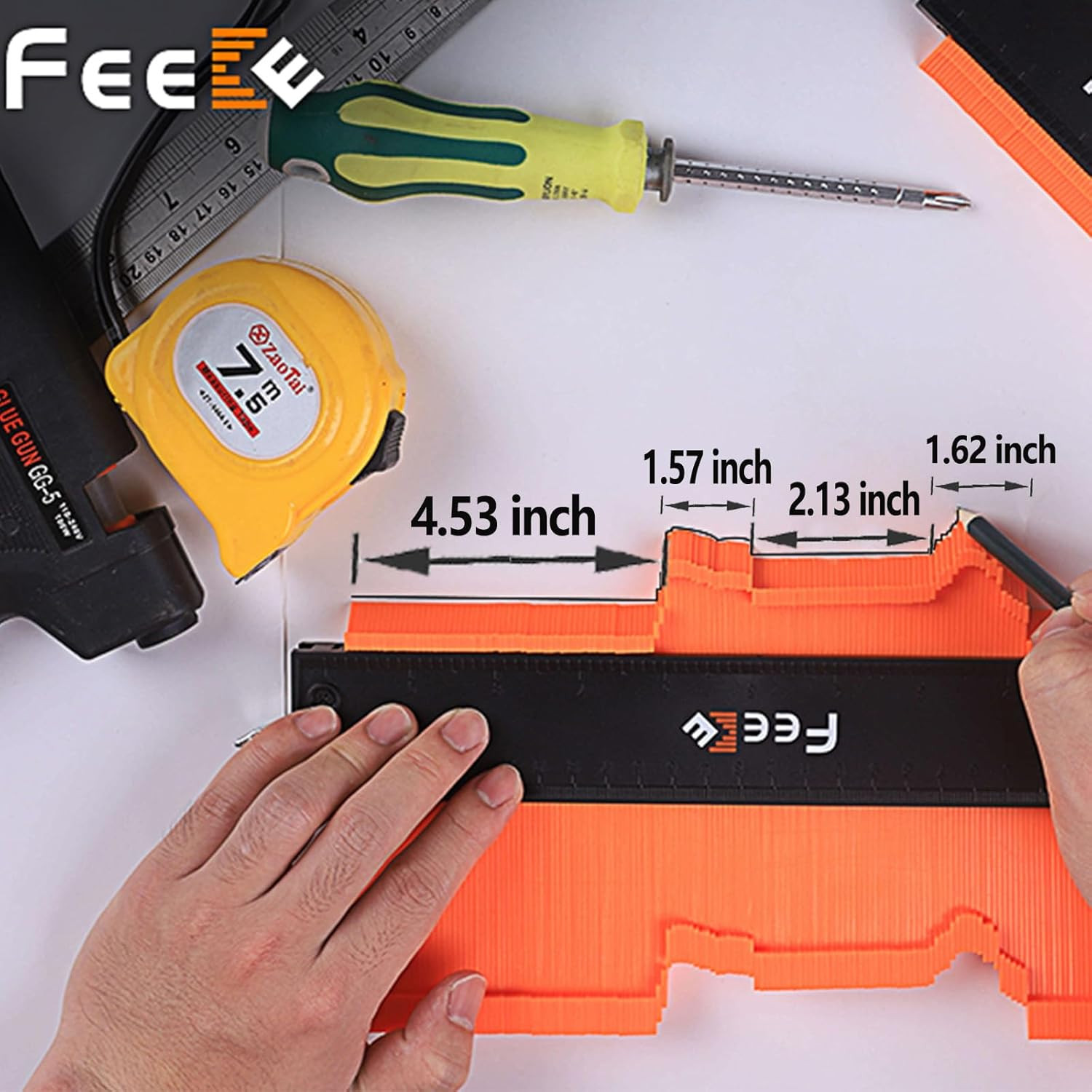 Contour Gauge (12 Inch) with Lock Profile Tool, Super Contour Duplicator Men Gif