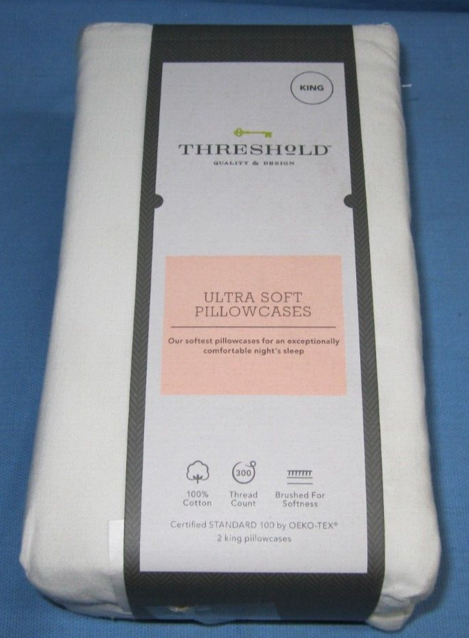 Threshold Two Pack of Ultra Soft White King Size Pillowcases