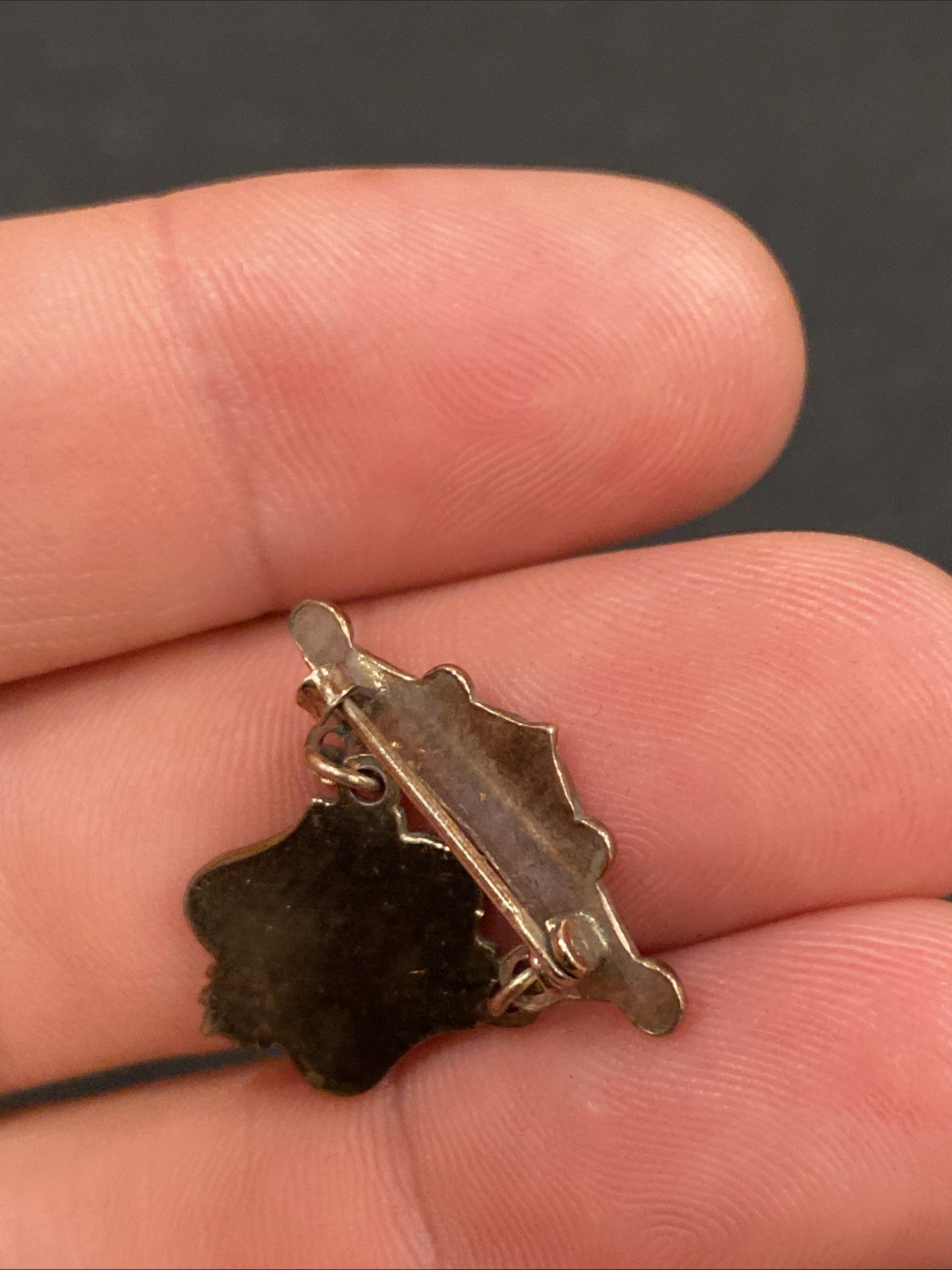 Vtg Antique P of H Patron Of Husbandry Green Enamel Dangle Shield Crest Logo Pin