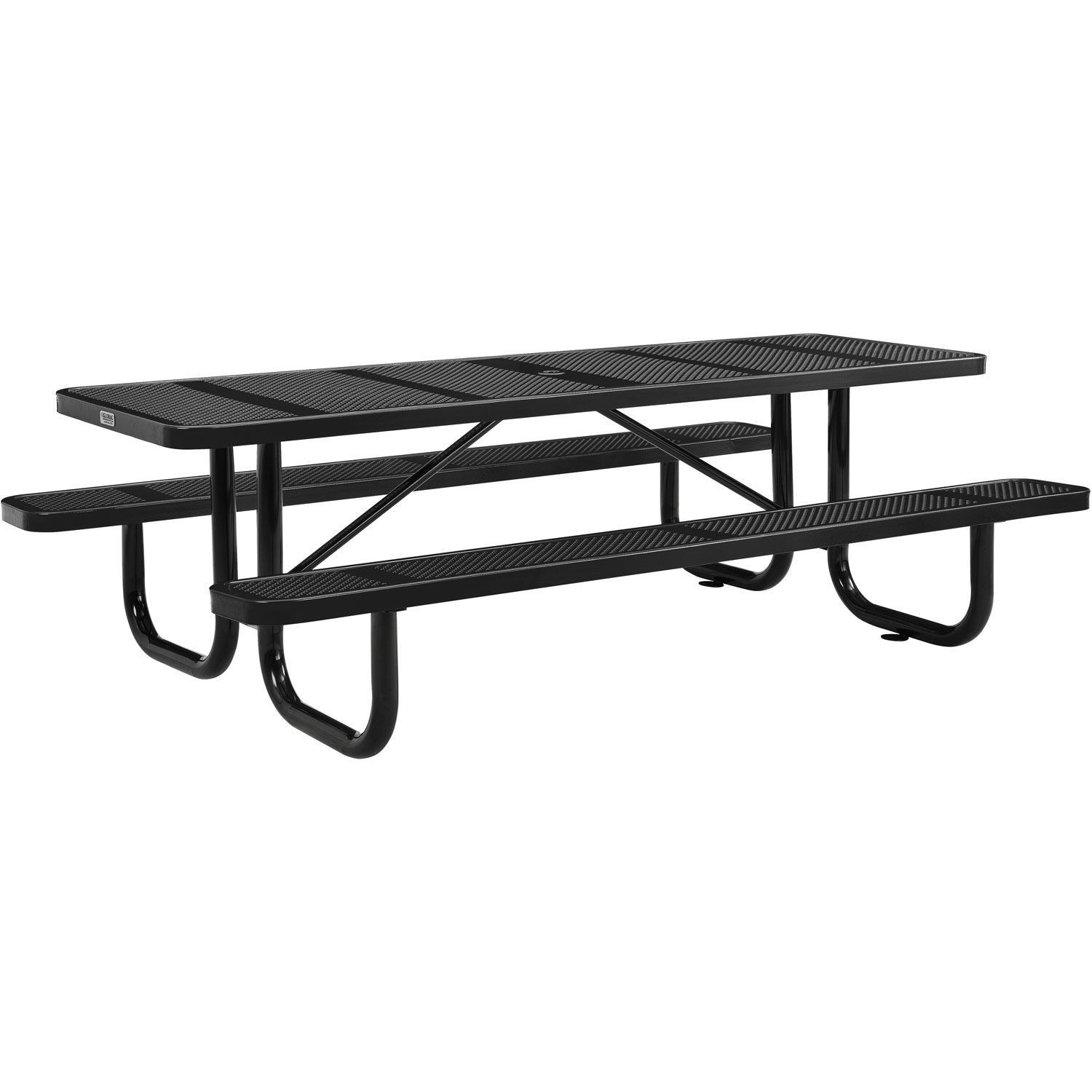 96" Rectangular Perforated Metal Outdoor Picnic Table Black