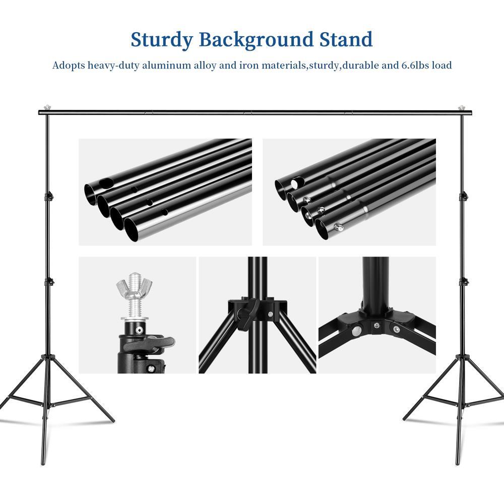 Adjustable Background Crossbar Kit Support Stand Photography Backdrop Black