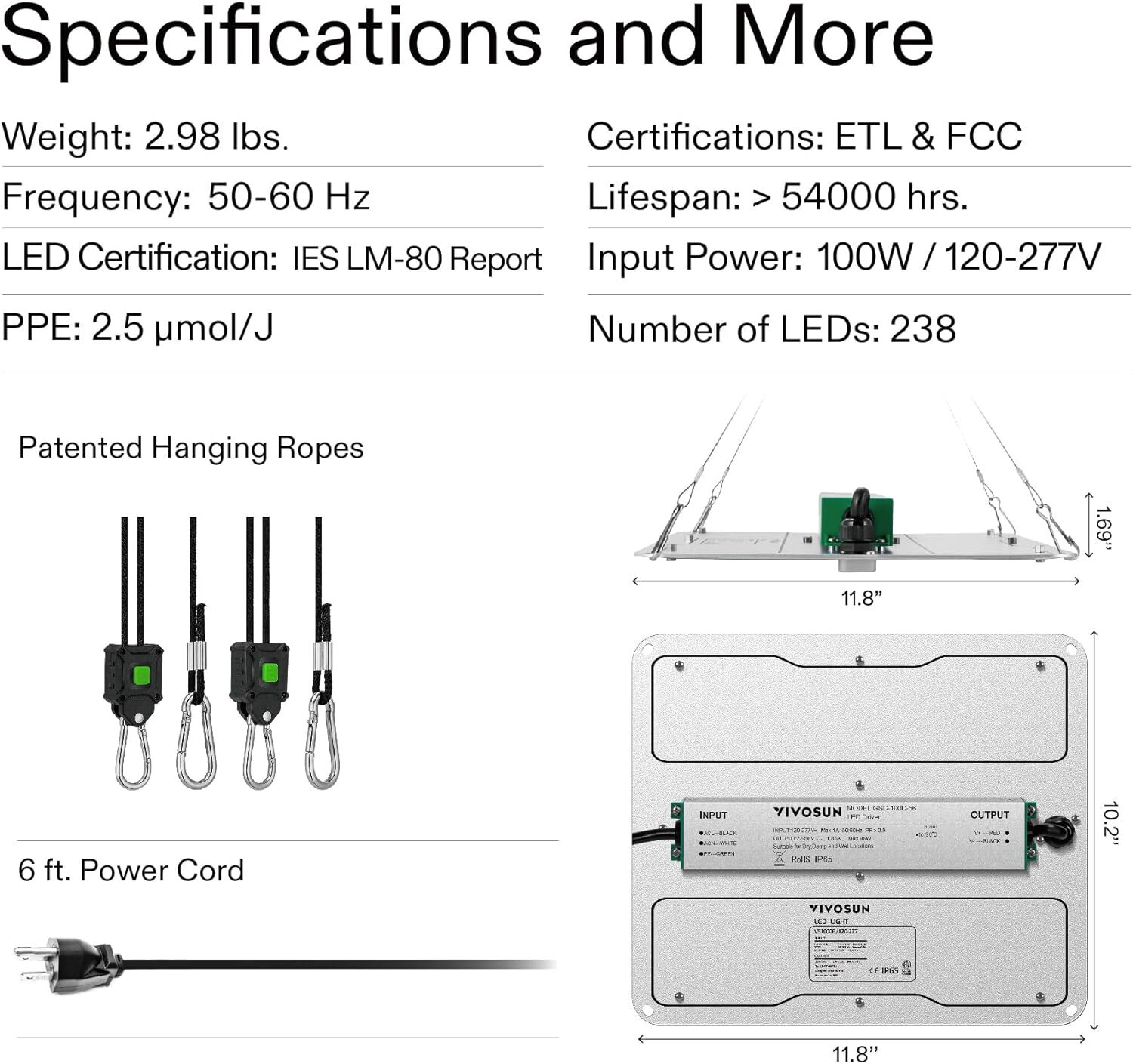 VIVOSUN 2-Pack VS1000E LED Grow Light Full Spectrum Samsung Diodes for 2x2FT Ind