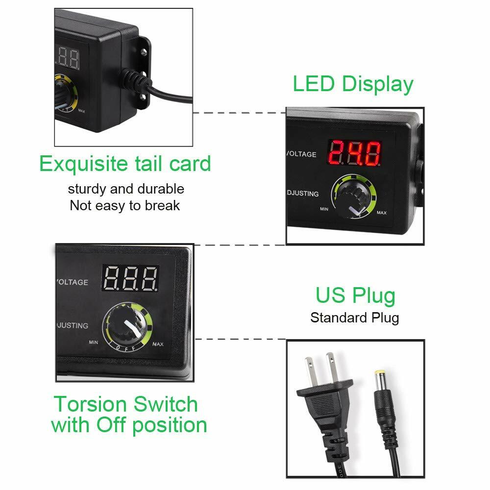 Adjustable Voltage 3 to 24V AC/DC Switch Power Supply Adapter with LED Display