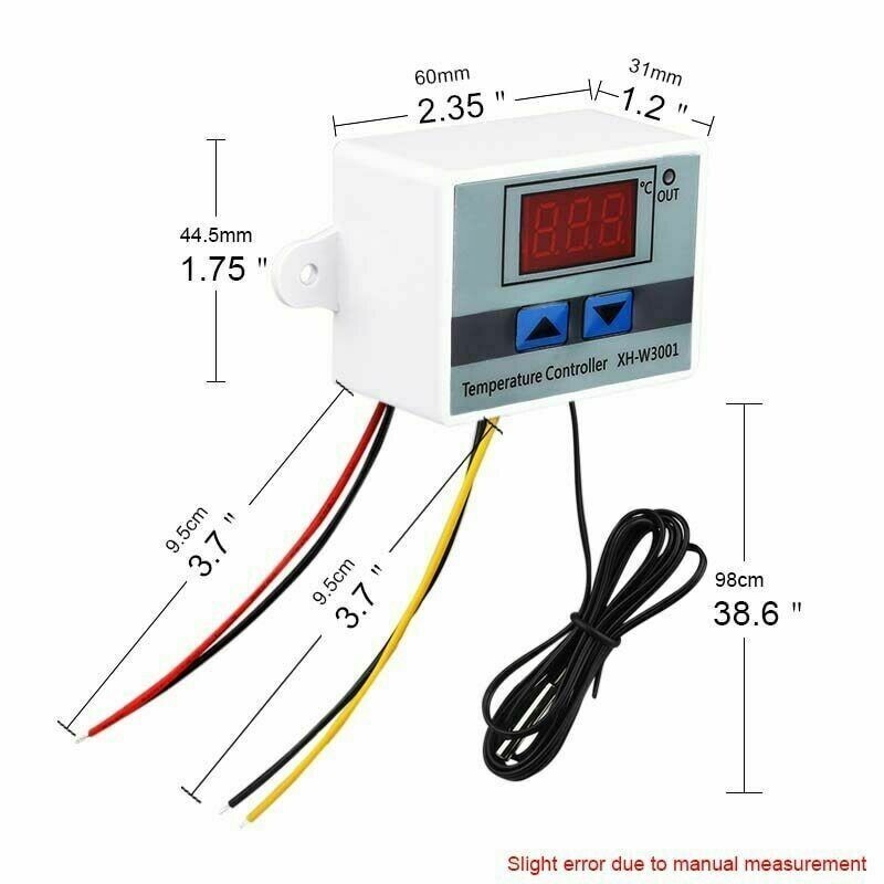 W3001 AC DC Incubator Digital Temperature Controller Thermostat Switch Tester SW