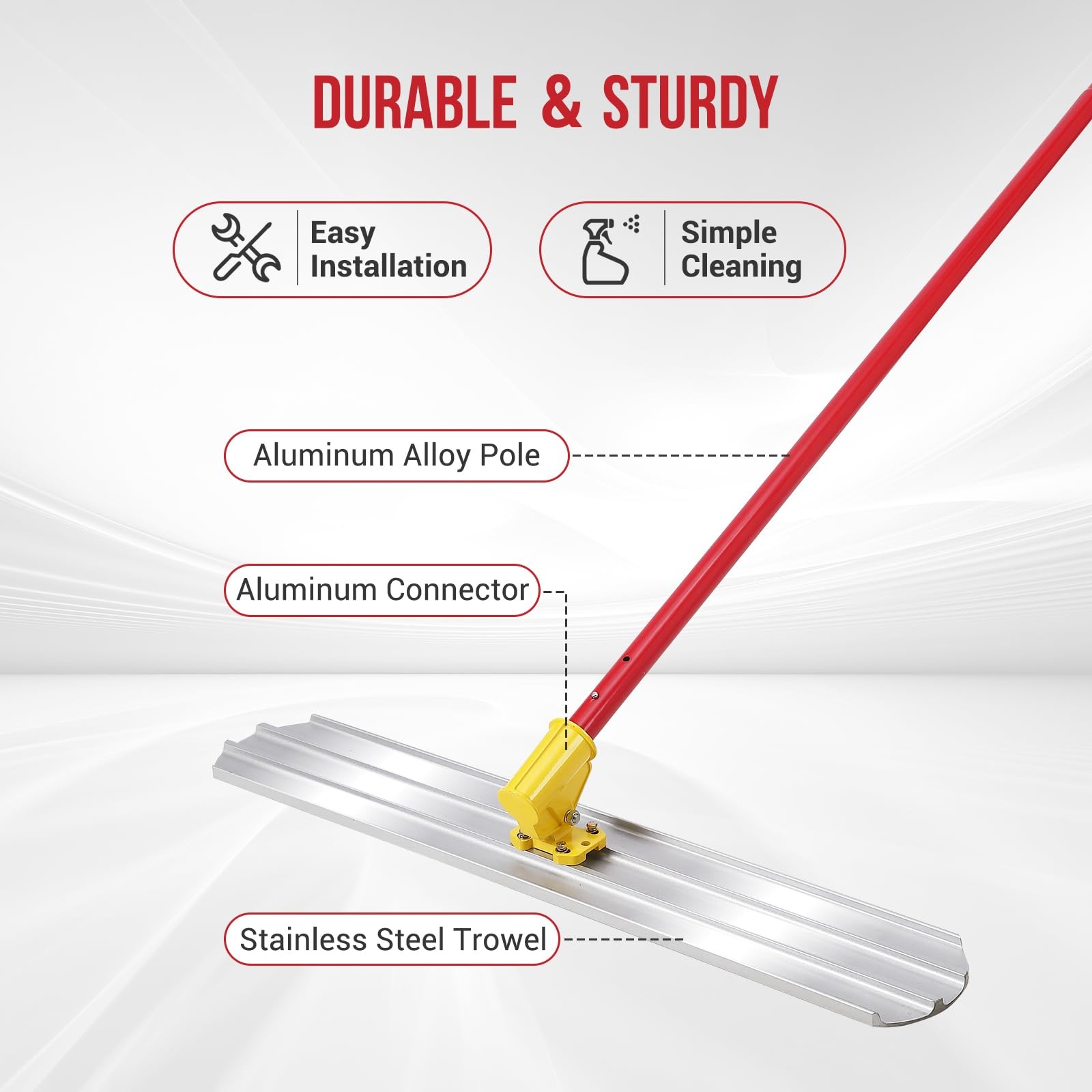 Bull Float Magnesium Concrete Float 48"x8" Concrete Tool Trowel Float 3 Handles