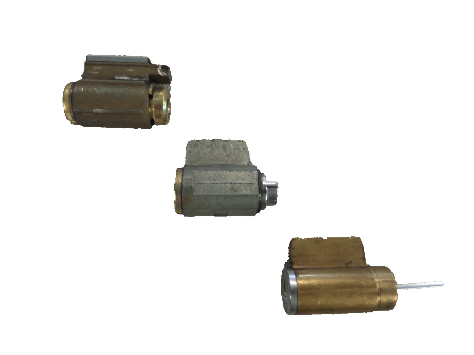 LOT OF 3 KW1/SCHLAGE/SC1 5 & 6 PIN LOCK CYLINDERS USED NO KEYS LOCKSPORT