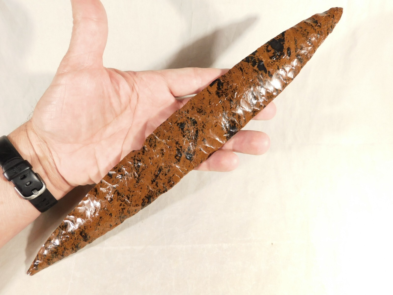 Huge! Ancient COLIMA Mahogany Obsidian Blade Knife or Spear Mexico 212gr