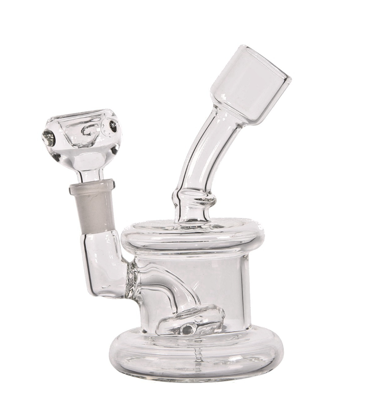 5" Mini Can Bong Glass Circ Perc Hookah Water Pipe Travel Size + 10mm Bowl