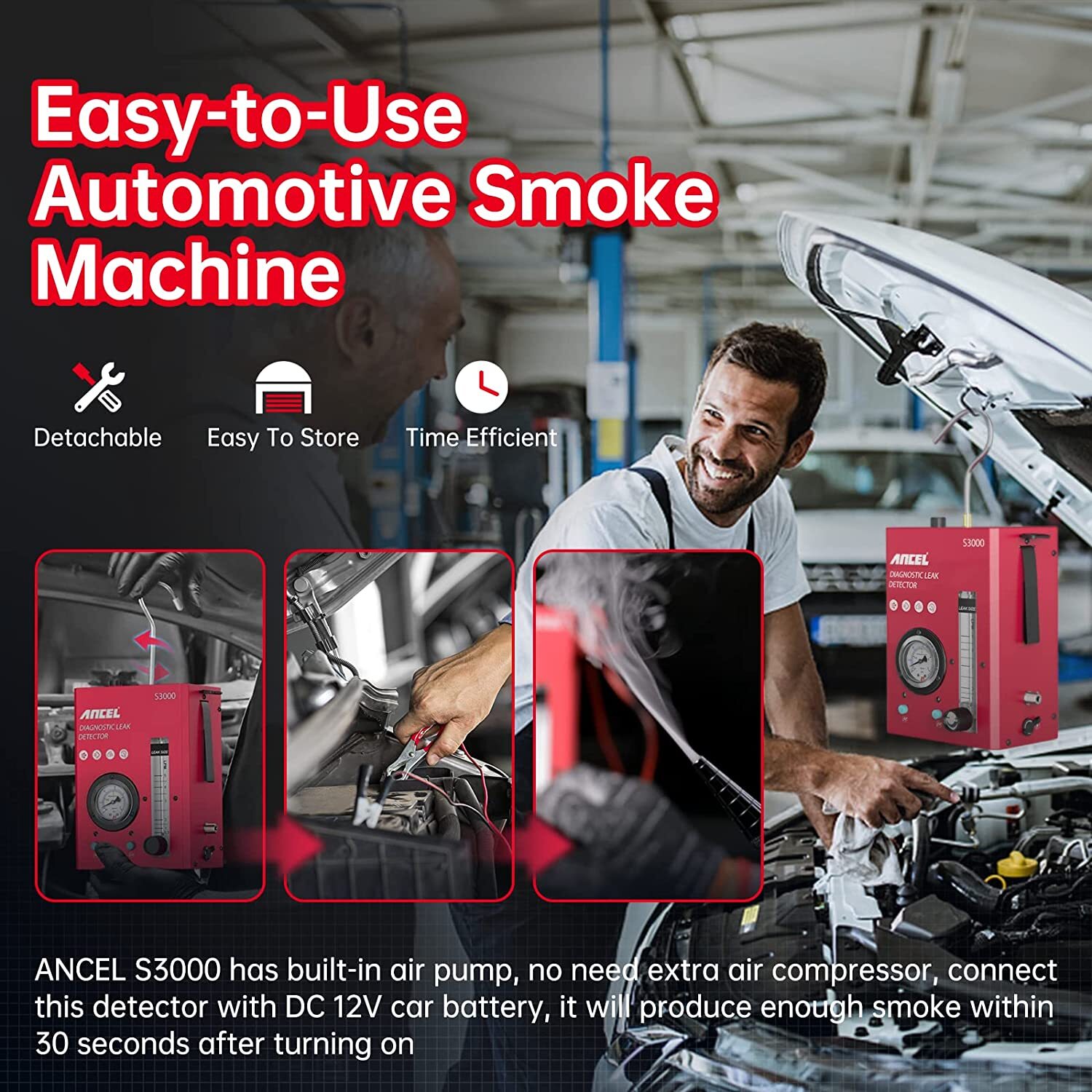 Ancel S3000 Automotive EVAP Smoke Machine Diagnostic Car Leak Detection Tester