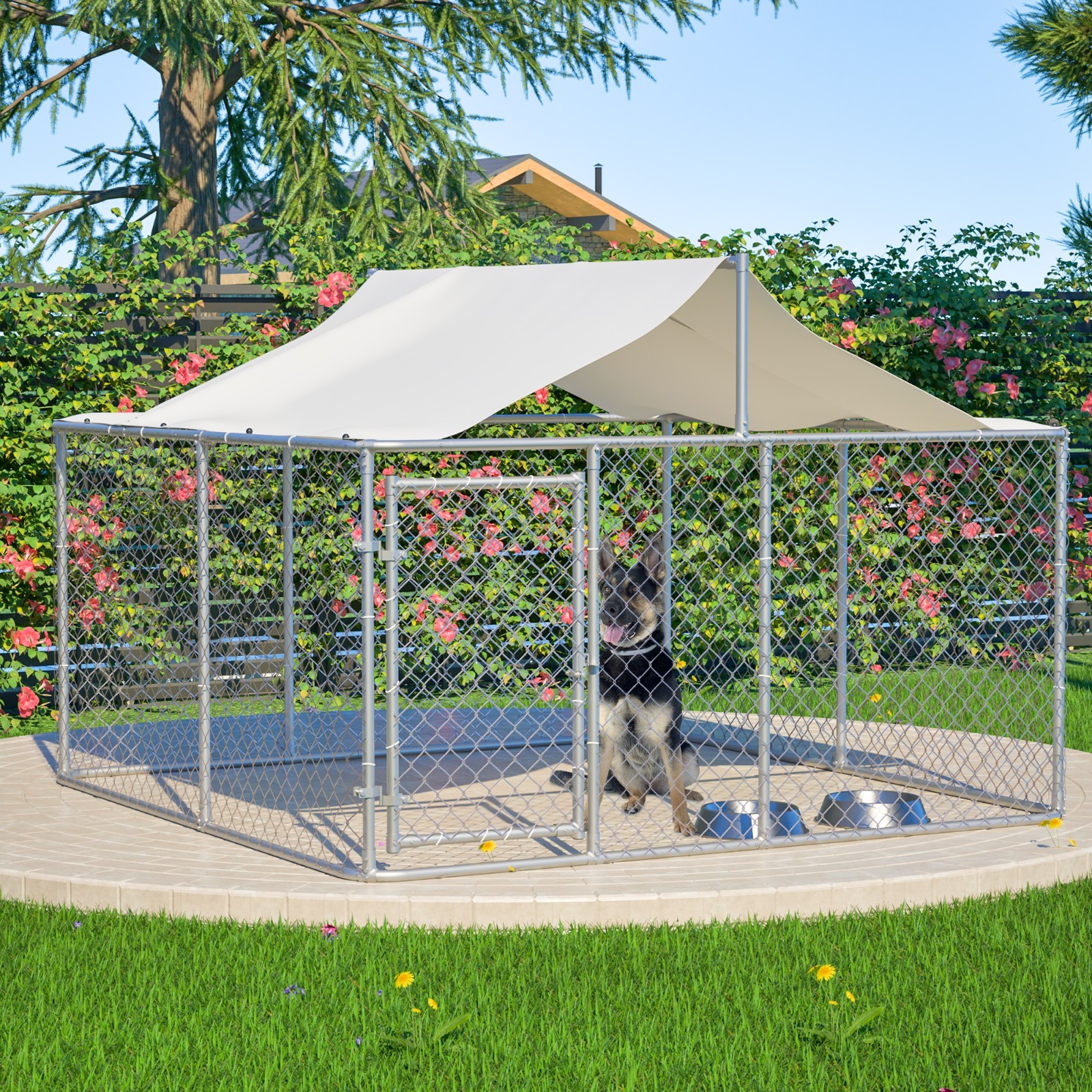 10x10ft Outdoor Pet Dog Run House Kennel Shade Cage Enclosure w/ Cover Playpen