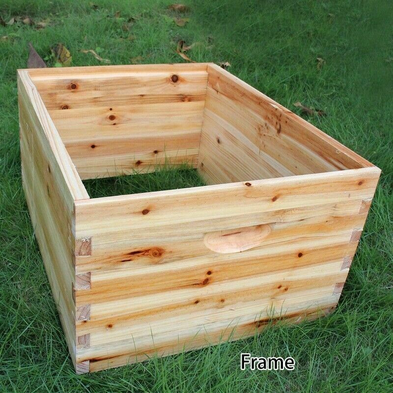 Wooden Beekeeping Beehive House +7pcs Latest Auto Honey Bee Hive Comb Frames US