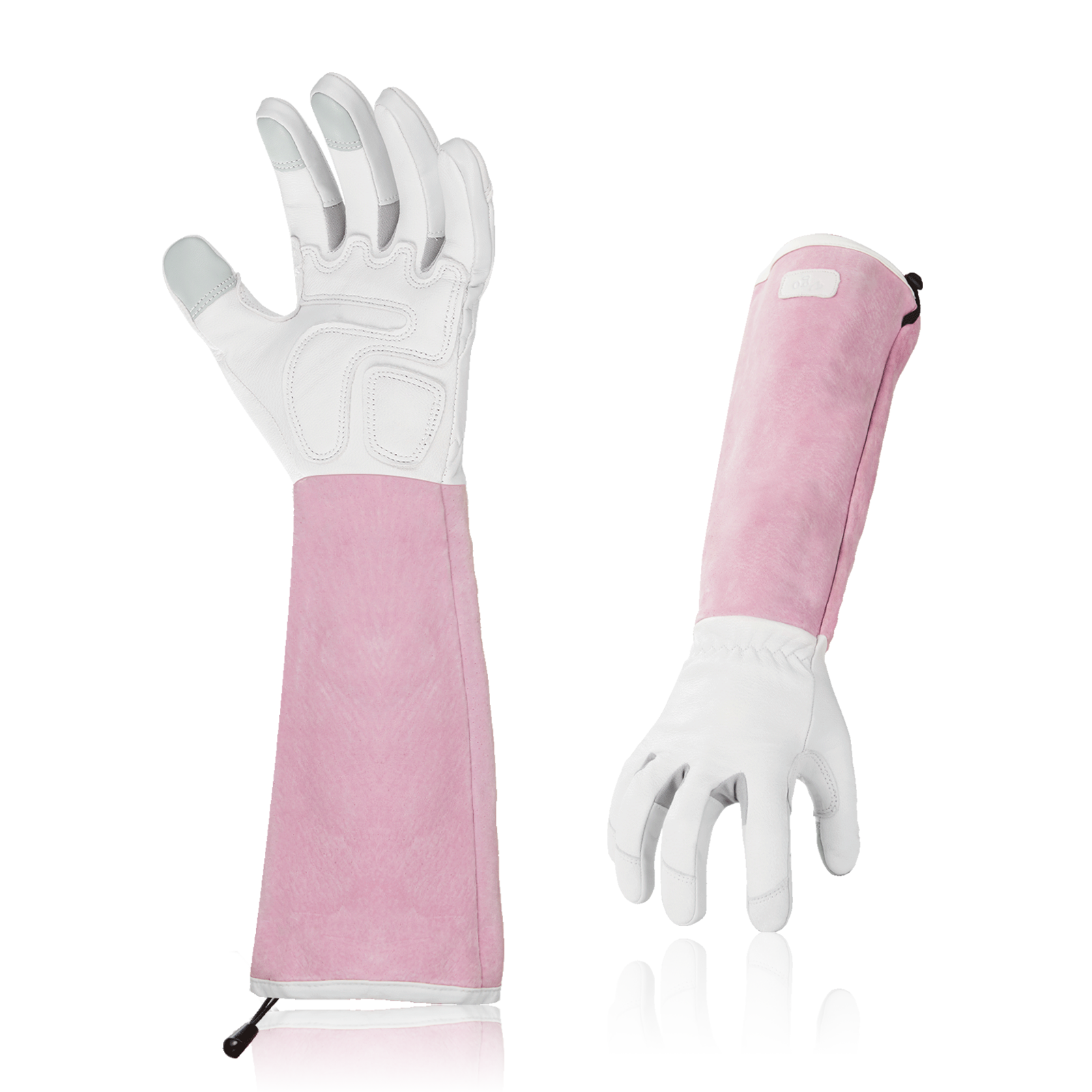 Vgo 1/2 Pairs Goat Leather Extra-Long Cuff Thornproof Gardening Gloves (GA1013)