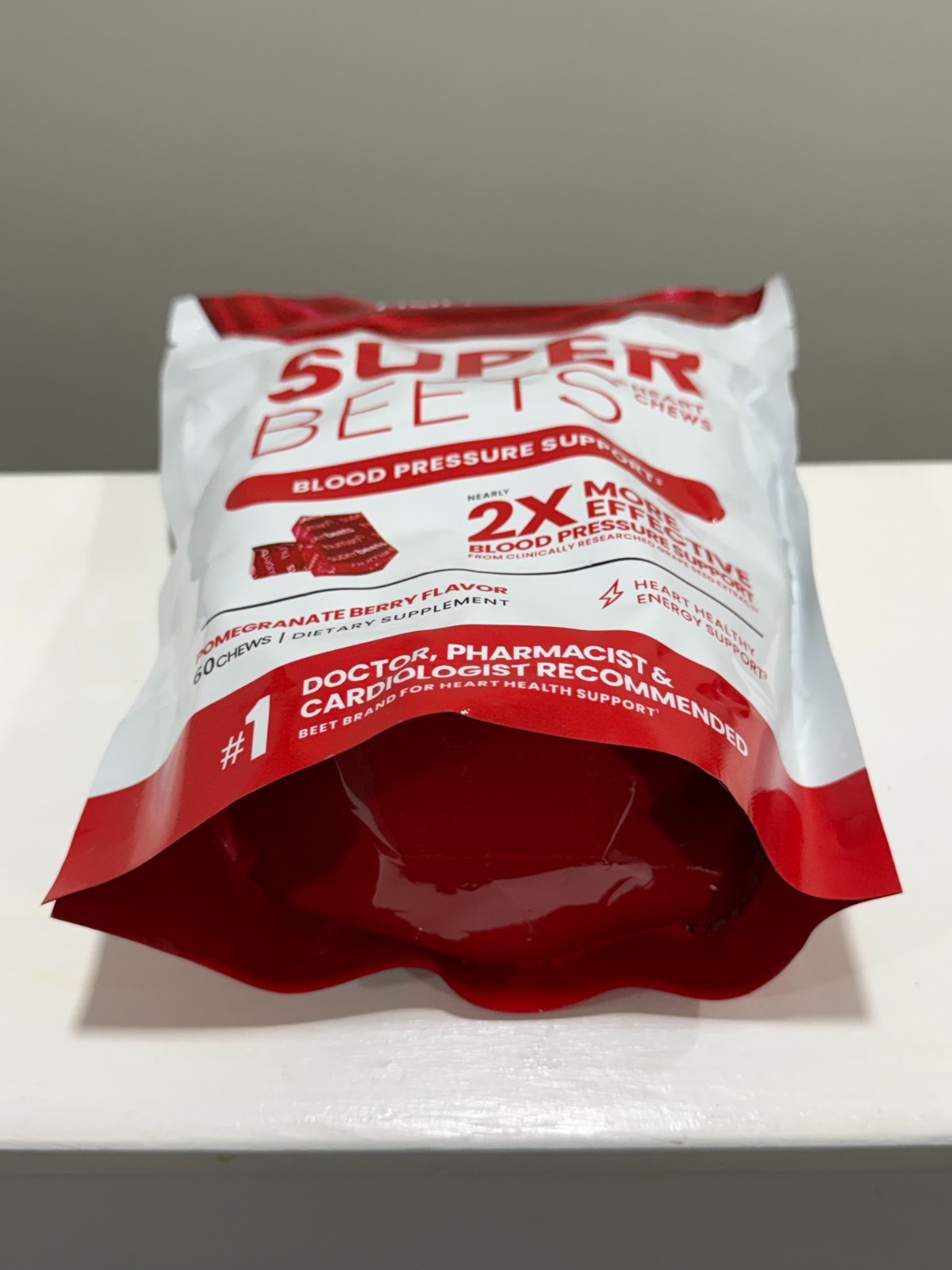 New HumanN - SUPER BEETS Heart Chews, Pomegranate, 60 Count, & Sealed-FAST-SHIP