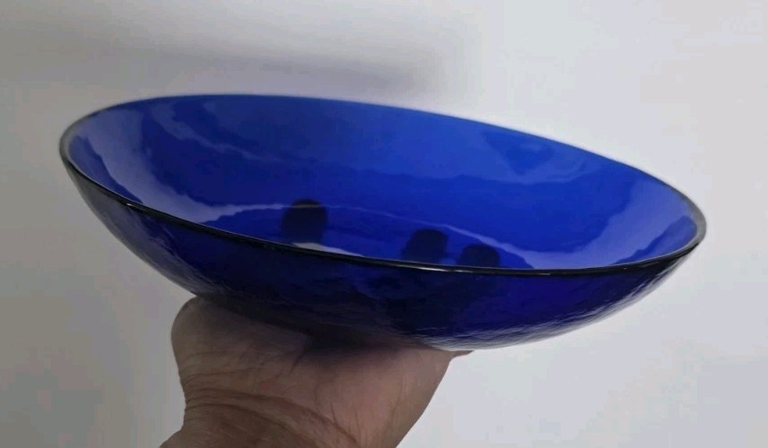 Cobalt Blue ,Pottery Barn 8.5" Glass Coupe Pasta Bowl - Pebbled Textured