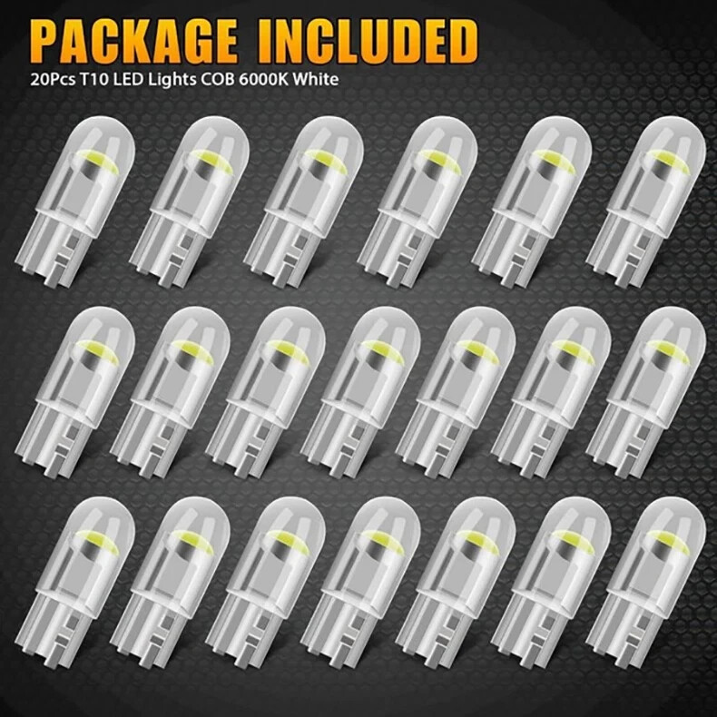 20x LED License Plate Interior Light Bulb Super White T10 194 168 W5W 2825 6000K