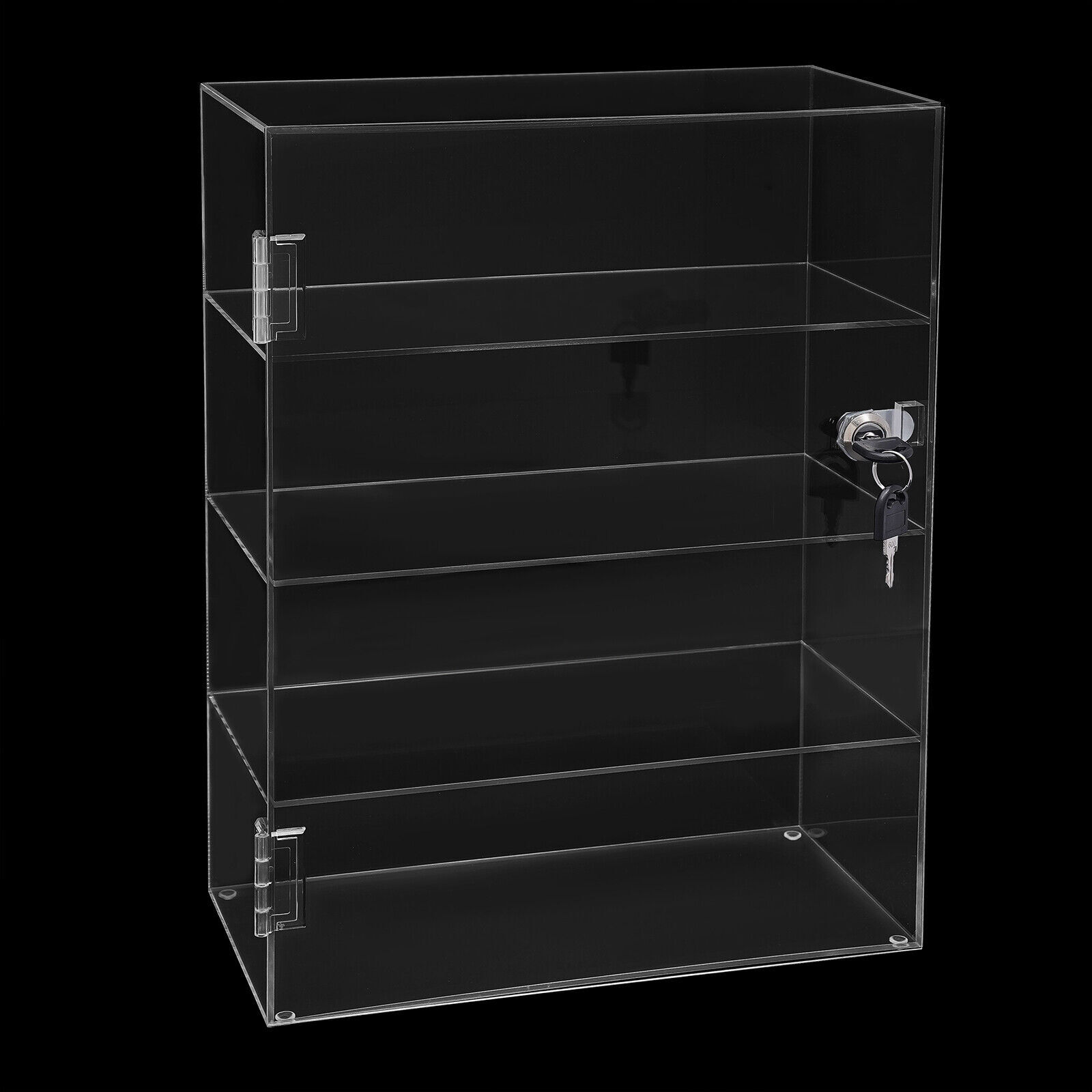Acrylic Display Case Countertop Clear Box Dustproof Shelves Showcase with Lock