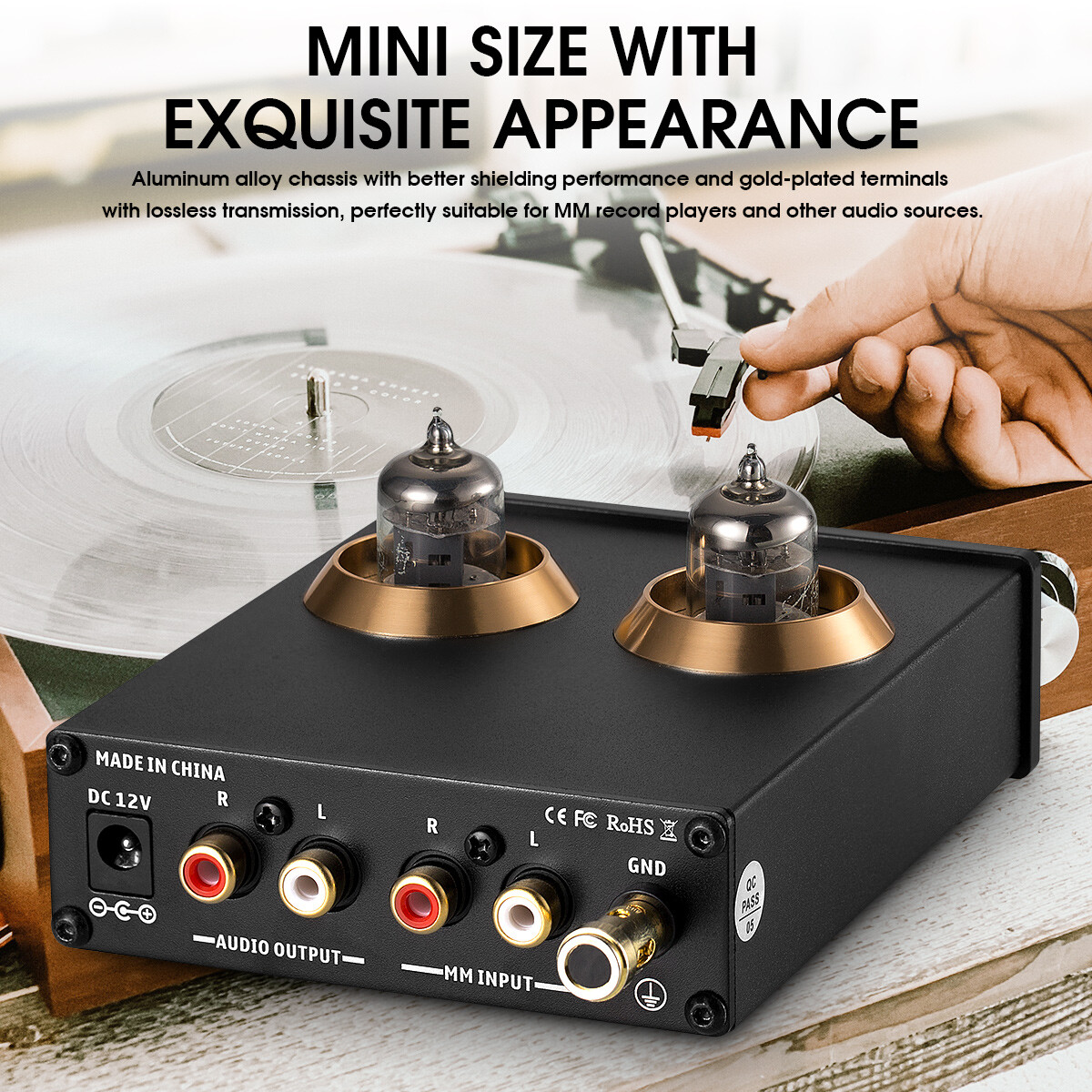 Mini Vacuum Tube Preamp Phono Stage Mini Stereo Preamplifier for Home Turntables