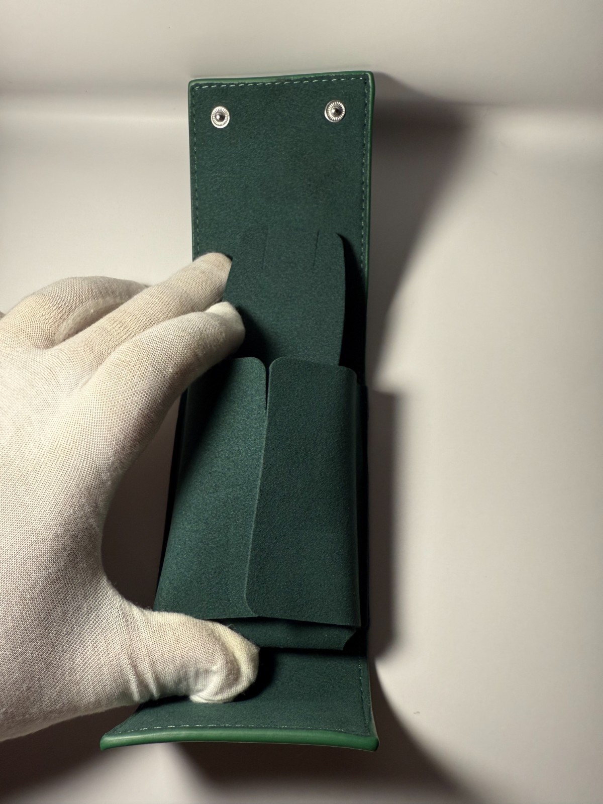 Premium Genuine Green Leather Travel Pouch – Service Center Edition