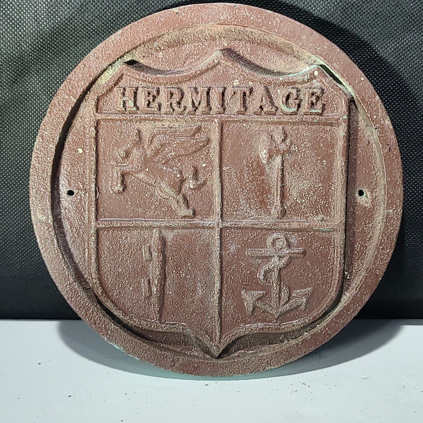 Bronze USS HERMITAGE LSD-34 USAT Navy War Ship Military Vtg Wall Plaque