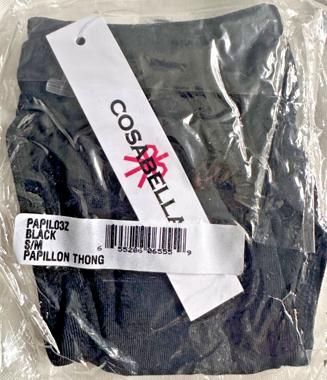 Cosabella Papillon Women's Microfiber Thong Black S/M Italian Discontinued NWT