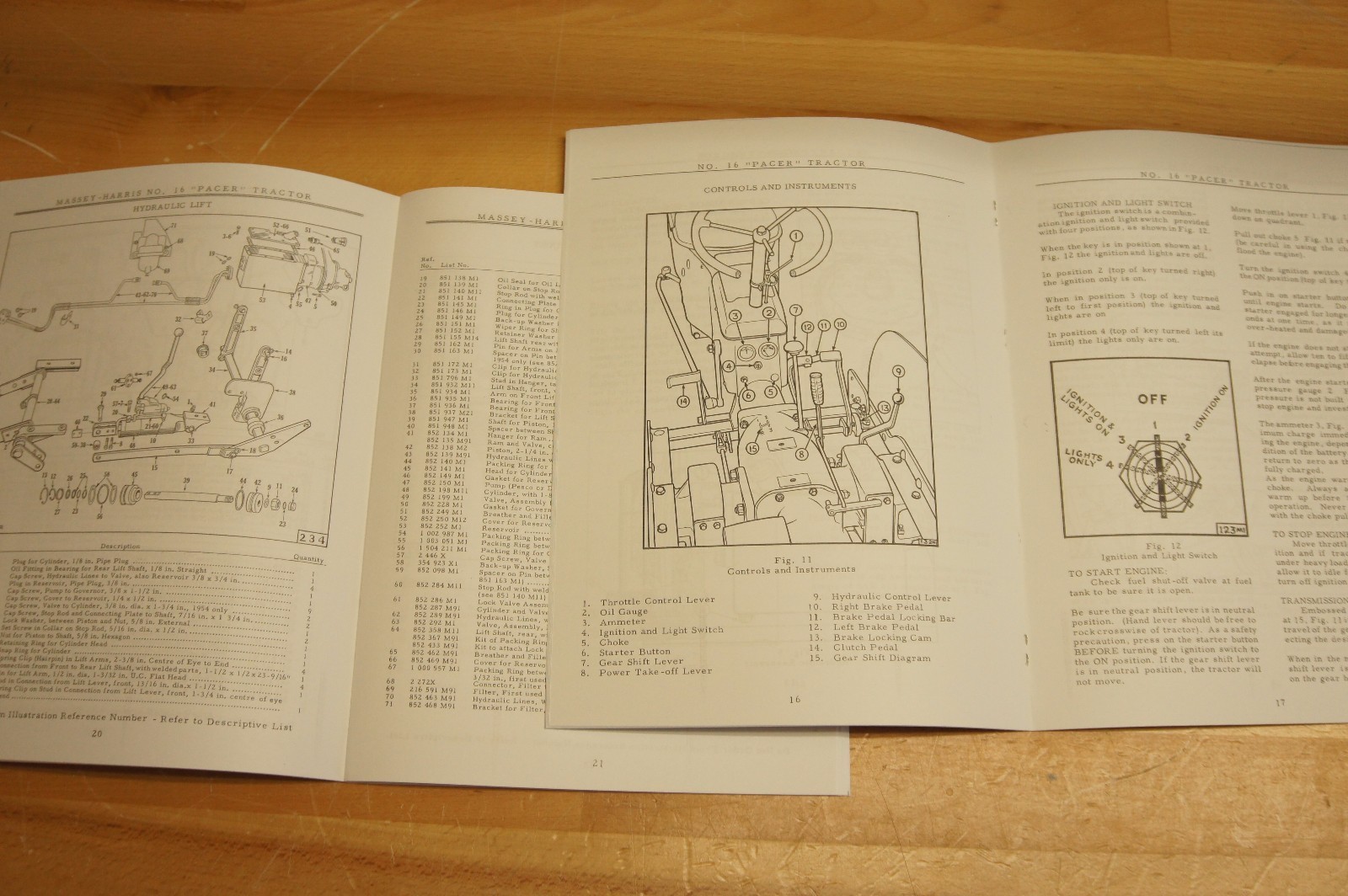 Massey Harris Pacer No 16 Tractor Owner's Manual & Parts Catalog MH Continental