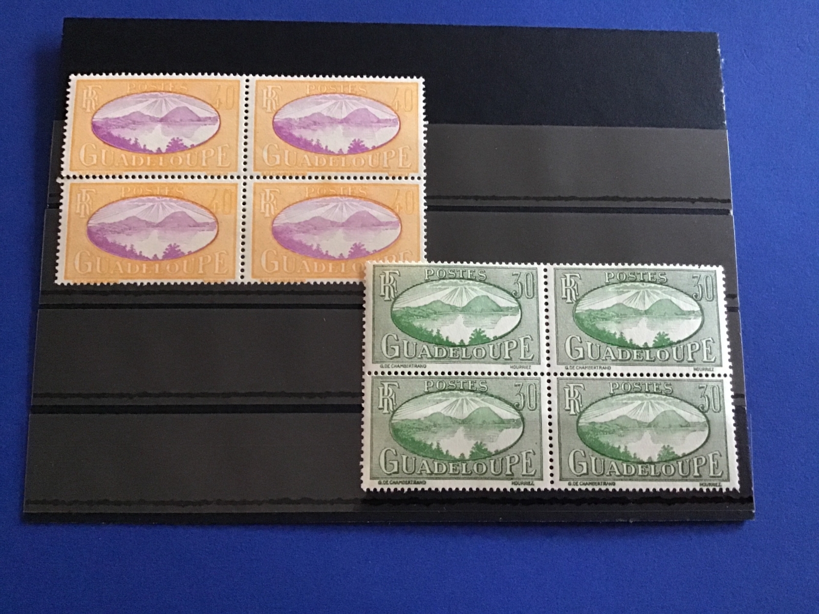 French Guadeloupe 1928 Unused Receding Gum  Stamp Blocks R43708
