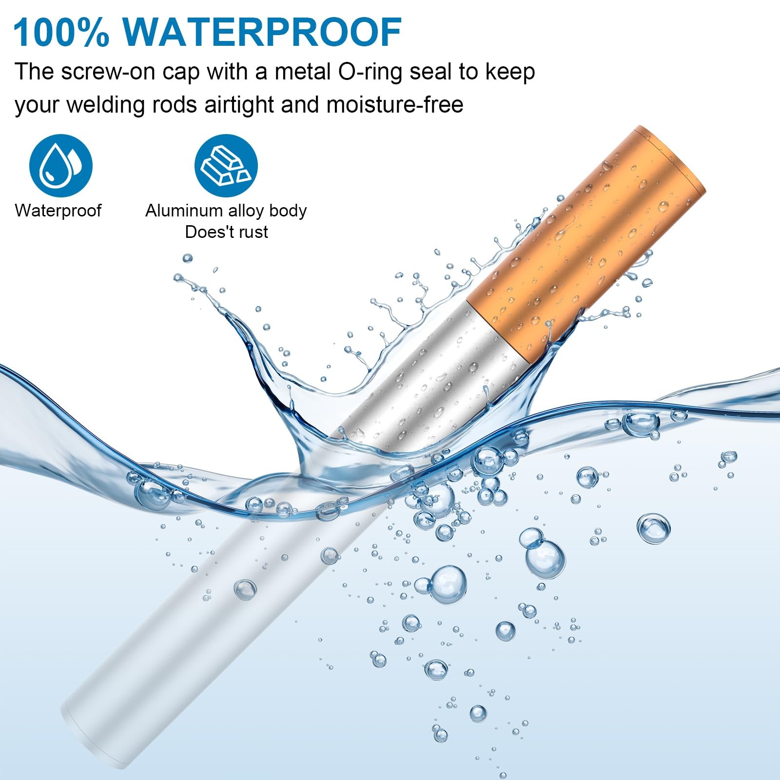 Welding rod storage tube,Ybenlld 14 Inch Metal Rod 14", Silver+orange