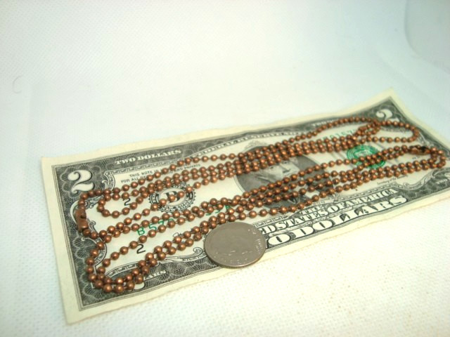 #2 Two COPPER Metal Bead Ball Chain Jewelry Necklace Clasp Chain 24" inch (L)
