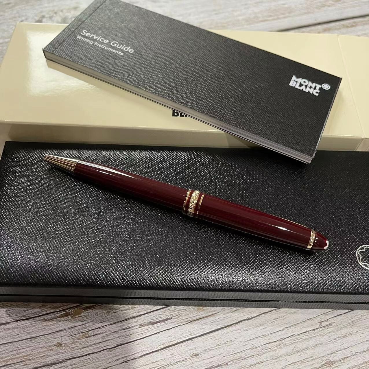 New Meisterstuck Burgundy 164P Red Classique Gold Trim Ballpoint Pen