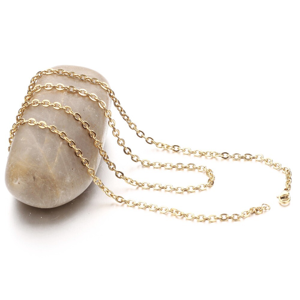 Wholesale 50pcs/lot Stainless Steel Gold Plated Link Chain Necklace 1/1.5/2mm