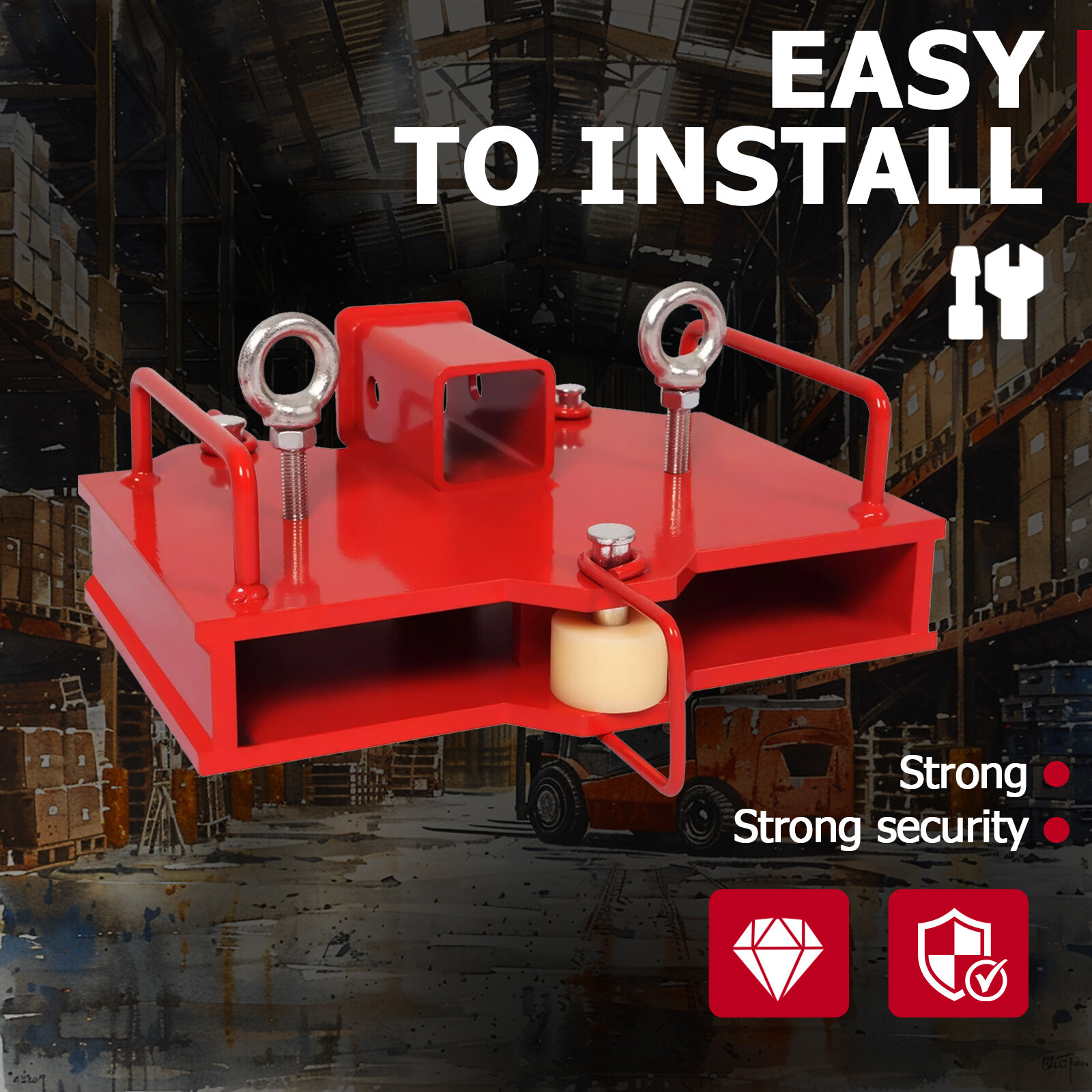 2'' Forklift Trailer Hitch Receiver Dual Pallet Forks Towing Adapter Attachment