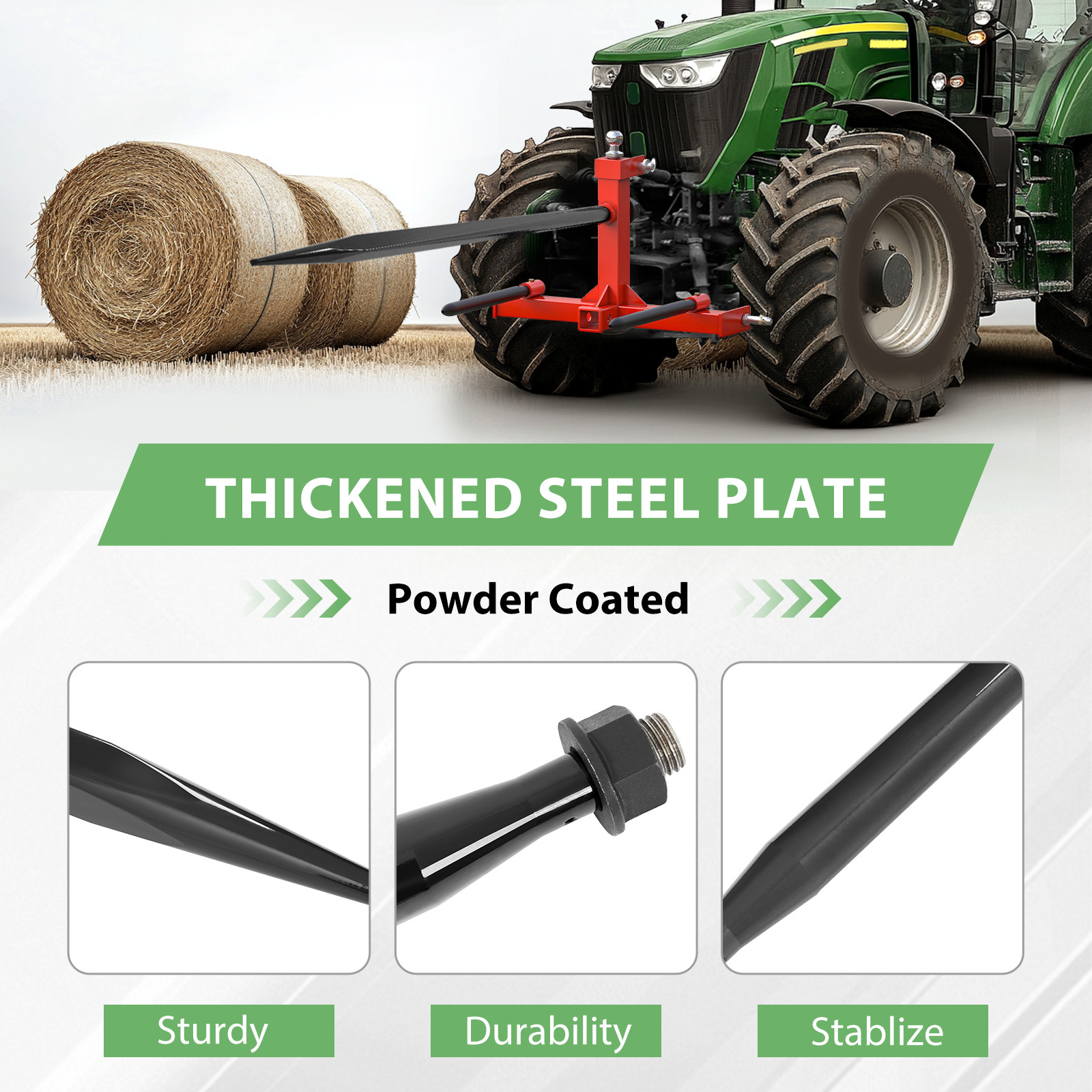 47in Square Hay Bale Spear Spike Fork Tine for Tractors, New