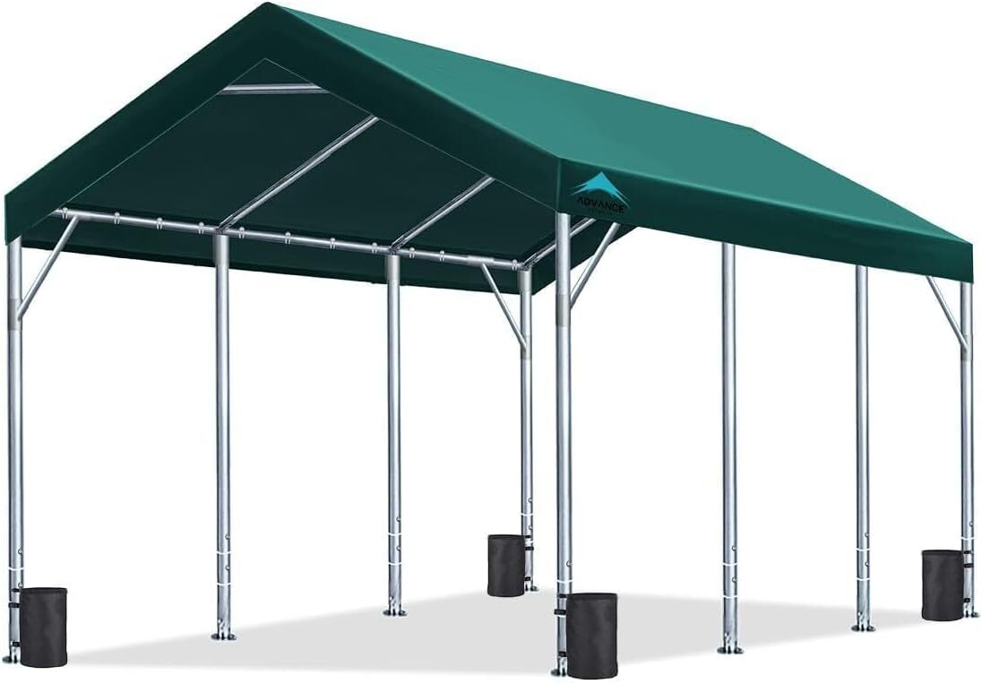 ADVANCE OUTDOOR 12x20 ft Adjustable Peak Heavy Duty Carport Car Boat Shelter