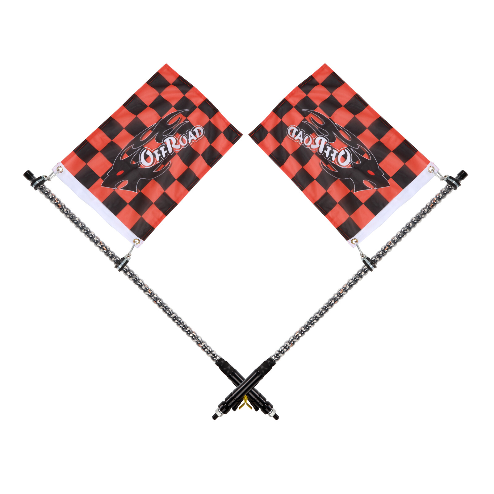 AUXBEAM Pair 3FT Sprial RGB LED Whip Lights+Roll Cage Mount Bracket Off-road UTV