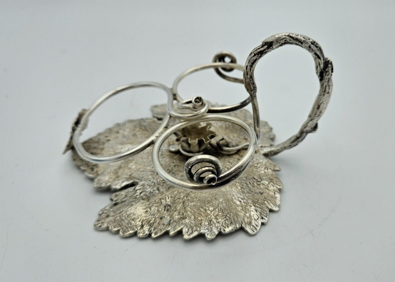 Antique sterling silver Hand-Made Stand w/Salt & Pepper Shakers & Salt Cellar