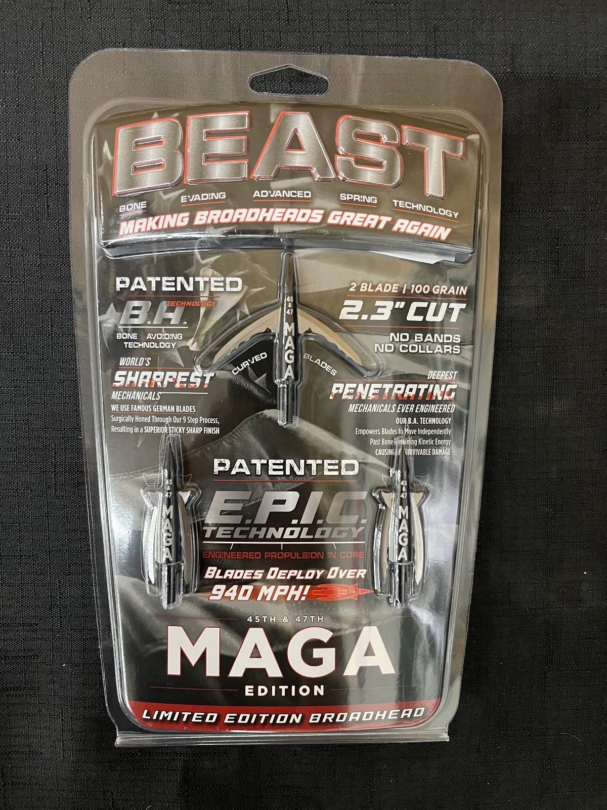 Beast Broadheads Special Edition MAGA 2 Blade 100gr 2.3" 3 Pack BRAND NEW